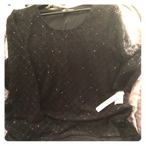 NWT Black Lave Sequin Top.